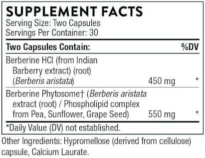 Thorne Research - Berberine-500 - Botanical Compound To Support Blood Sugar Metabolism - 60 Capsules