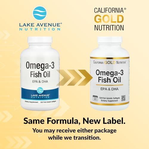 Lake Avenue Nutrition Omega-3 Fish Oil, 120 Softgels (1250mg)