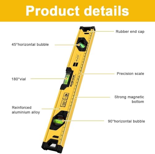 400mm Shockproof Torpedo Level - Magnetic Aluminum Alloy Spirit Level