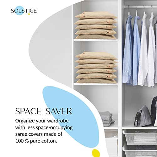 SOLSTICE Reusable Cotton Saree Covers 16x14 Inches - Wardrobe Organizer