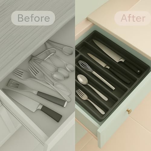 Expandable Kitchen Utensil Organizer - 8 Compartments