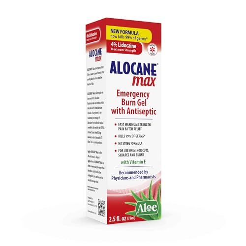 Alocane Maximum Strength Emergency Burn Gel with 4% Lidocaine, 2.5 Fl Oz