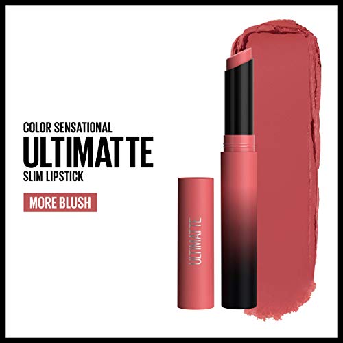 Maybelline Color Sensational Ultimatte Matte Lipstick - Non-Drying, Intense Color Pigment, More Blush, Rose Pink, 1 Count