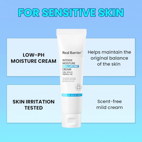 Hyaluronic & Panthenol Barrier Repair Face Moisturizer | Korean Sensitive Skin Cream 2.02oz