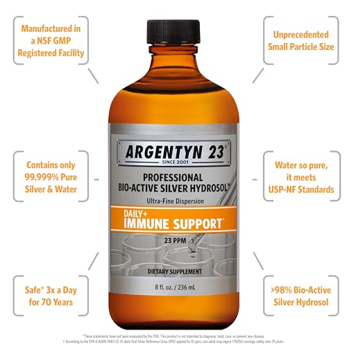 Allergy Research Group Argentyn 23 Bio-Active Silver Hydrosol Liquid, 8 fl oz (240ml)