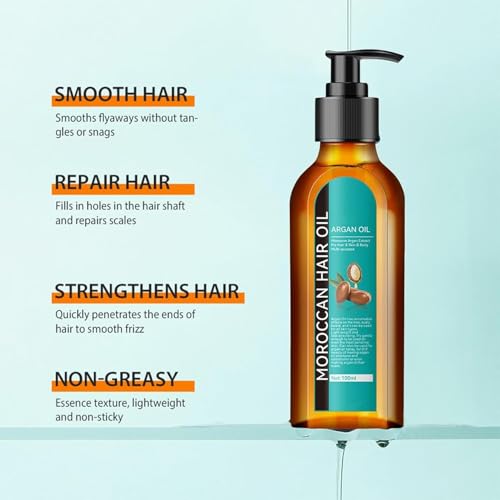 Moroccan Argan Oil for Hair, Skin & Body - 100ml | Natural Treatment for Dry Damaged Hair & Beard