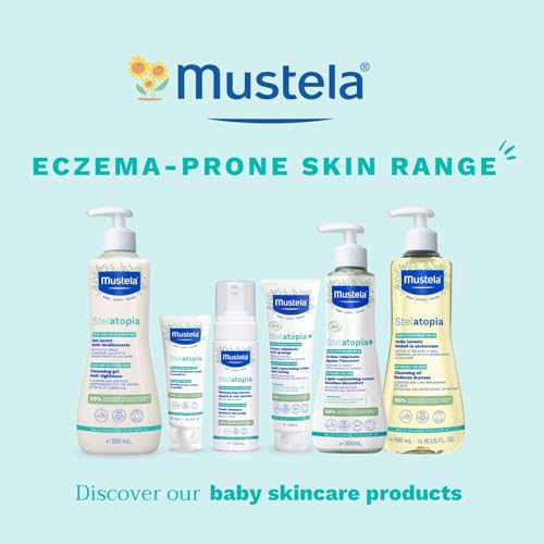 Mustela Stelatopia + Lipid Replenishing Baby Cream for Extremely Dry Skin to Eczema-Prone Skin - Anti-Itching, Certified Organic, Vegan - 150ml