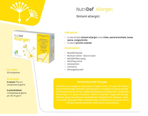 NutriDef Allergen Natural Tablets with Andrographis & Boswellia (30 Ct)
