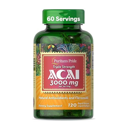 Puritans Pride Triple Strength Acai Antioxidant Supplement for Healthy Aging - 120 Softgels