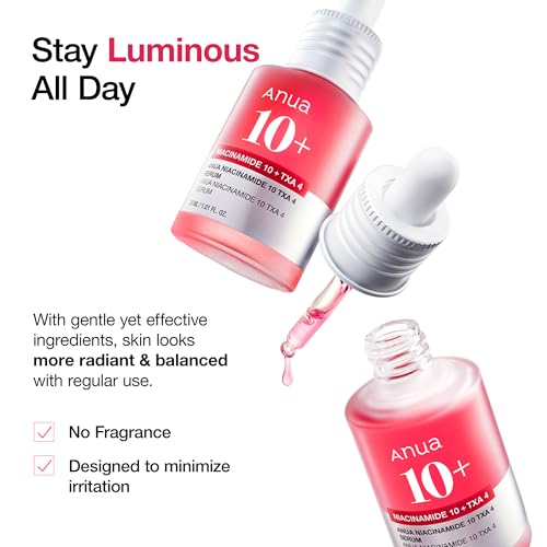 Anua 10% Niacinamide+ 4% Tranexamic Acid Serum for Sensitive Skin - Glass Skin, Fragrance-Free, 30ml