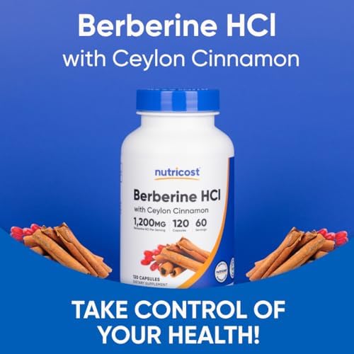 Nutricost Berberine HCI with Ceylon Cinnamon - 120 Capsules, Non-GMO