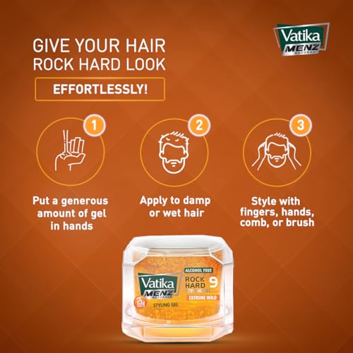Vatika Naturals Menz Extreme Hold Hair Gel 250ml - 24H Strong Hold, No Alcohol
