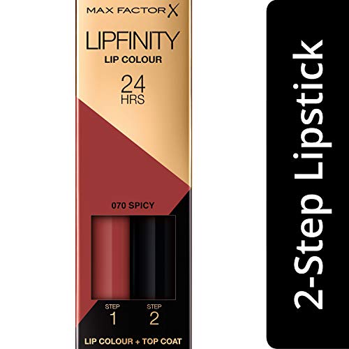 Max Factor Lipfinity Lip Colour - Spicy (070), Long-Lasting 2-Step Lipstick