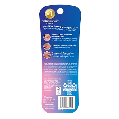 Schick Hydro Silk Touch-Up Multipurpose Exfoliating Dermaplaning Tool | Eyebrow Razor & Facial Razor with Precision Cover, 3 Count