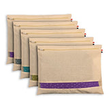 SOLSTICE Cotton Saree Cover Storage Bags with Zipper 18" x 15" - Pack of 5 with Window