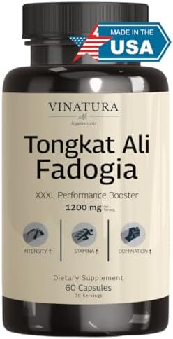Tongkat Ali Fadogia Agrestis - 1200mg, Enhanced with Nitric Oxide Booster Supplement, Longjack Tongat-ali for Men, *USA Made and Tested*, 60 Capsules
