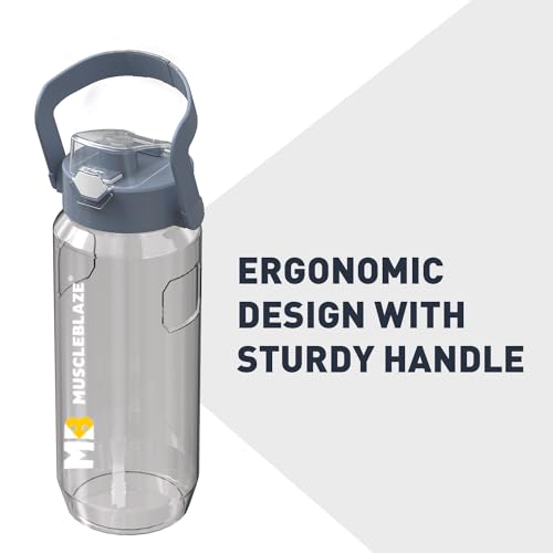 MuscleBlaze Gallon Water Bottle for Adults - Grey (2L)