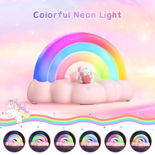 Rechargeable Rainbow LED Night Light - Touch Control with 3 Modes & Timer for Kids Nursery