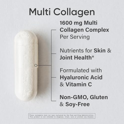 Sports Research Multi Collagen Complex (Types I, II, III, V, X) with Hyaluronic Acid & Vitamin C - 90 Capsules