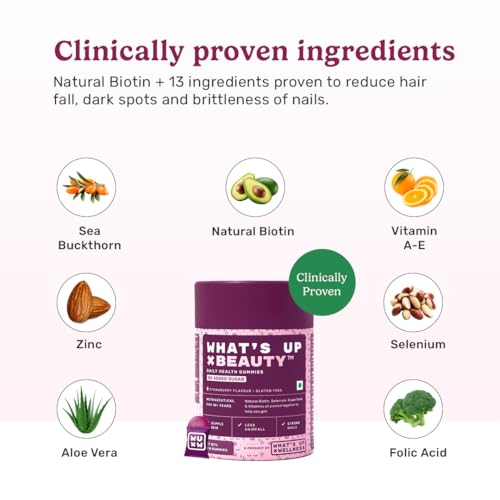 What's Up Wellness Beauty Hair Gummies - No Added Sugar Hair, Skin & Nail Support
