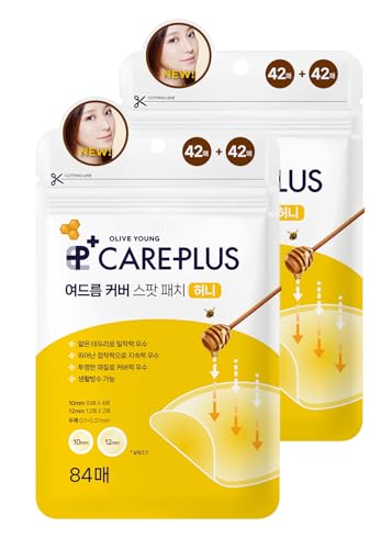 OLIVE YOUNG Care Plus Honey Scar Cover Pimple Patches 2PACK (168 Count) | Hydrocolloid Patch with Manuka Honey for Acne & Scars