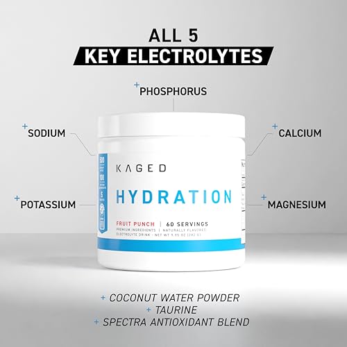 Kaged Electrolytes Muscle Hydra-Charge Powder - 60 Servings Hibiscus Pear - Premium Hydration Formula