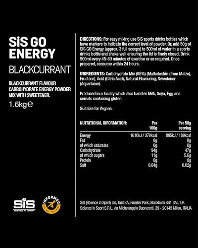 Science in Sport GO Energy Drink Powder - Blackcurrant, 1.6kg