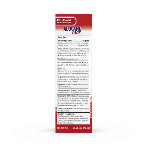 Alocane Maximum Strength Emergency Burn Gel with 4% Lidocaine, 2.5 Fl Oz