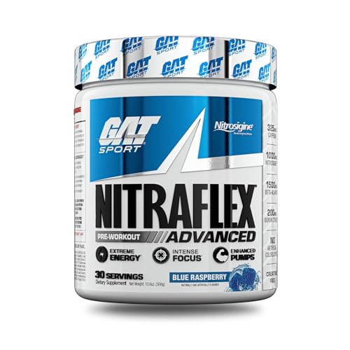 GAT Sport Nitraflex Classic Pre-Workout, Blue Raspberry, 300g