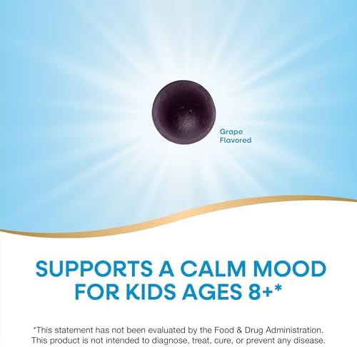 Nature's Way Kids Cool, Calm & Collected Gummies for Ages 8 and Over, Grape Flavored, 40 Gummies