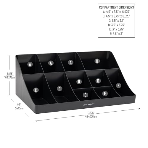 Mind Reader Black 11-Compartment Coffee Condiment Organizer
