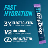 DripDrop Hydration Electrolyte Powder Packets - Grape, Fruit Punch, Strawberry Lemonade, Cherry (16 Count)