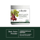 Organic Beet Juice Powder by Eclectic Institute - 90g for Energy & Antioxidants