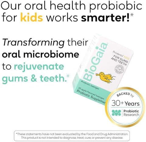 BioGaia Prodentis Kids Probiotic for Oral Health - Apple-Flavored Lozenges for Healthy Teeth, Gums, and Fresh Breath
