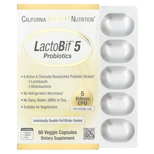 California Gold Nutrition LactoBif 5 Probiotics 5 Billion CFU - 60 Veggie Capsules