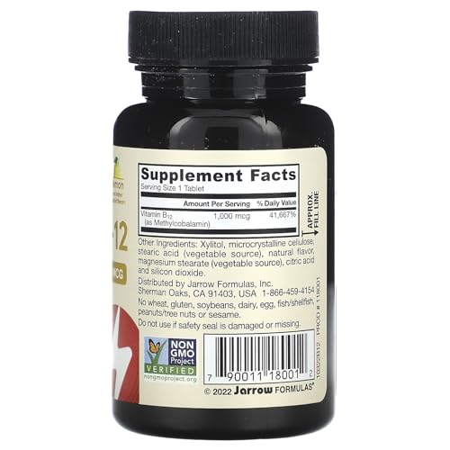 Jarrow Formulas Methyl B-12 1000 mcg - 100 Lemon Lozenges