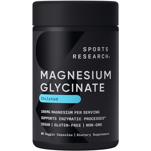 Sports Research Chelated Magnesium Glycinate 160mg (90 Vegan Capsules)