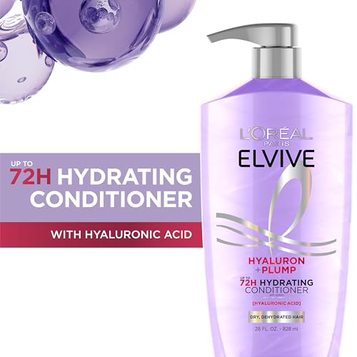 L’Oréal Paris Elvive Hyaluron Plump Hydrating Conditioner for Leaves with Shine, Paraben-Free, 26.5 oz