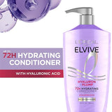 L’Oréal Paris Elvive Hyaluron Plump Hydrating Conditioner for Leaves with Shine, Paraben-Free, 26.5 oz