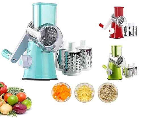 Multi-Function 3-in-1 Rotary Grater & Vegetable Cutter - Stainless Steel Blades