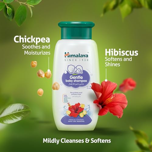 Himalaya Gentle Baby Shampoo - No-Tears Formula with Hibiscus & Chickpeas - 94.4% Natural, Dermatologically Tested