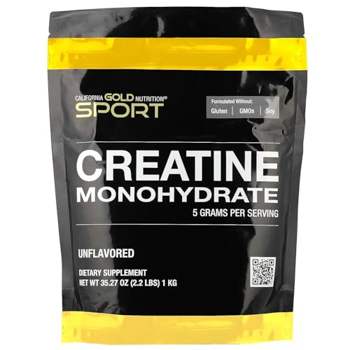 California Gold Nutrition Pure Creatine Monohydrate - 2.2 lbs (1 kg) | Unflavored | Muscle Strength & Recovery
