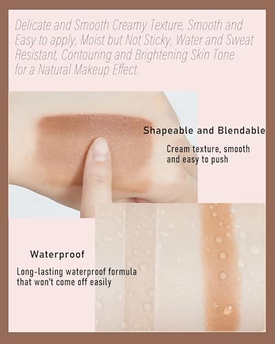 ALMEKAQUZ 2 Colors Cream Contour Stick - Cool & Warm Toned Bronzer | Matte Finish, Waterproof & Long-Lasting, Blendable & Smooth