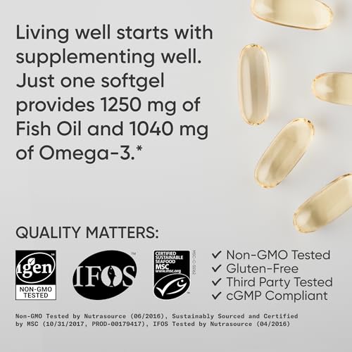 Sports Research Triple Strength Omega-3 1250mg Softgels - IFOS 5 Star Certified