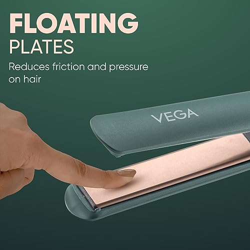 Vega Salon Smooth Ceramic Hair Straightener - Green, Travel-Friendly for Women