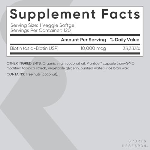 Sports Research Biotin 10,000 mcg: High-Potency Hair, Skin & Nail Support