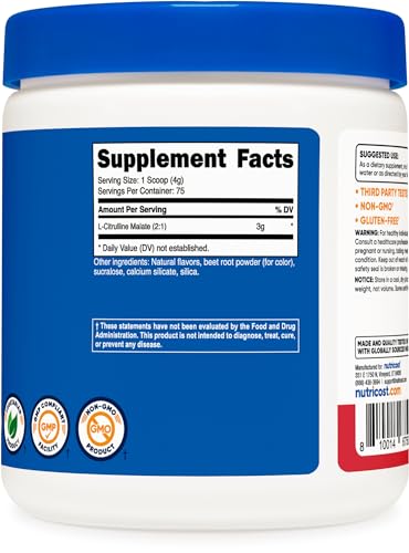 Nutricost L-Citrulline Malate 2:1 Powder - Strawberry Kiwi, 300g