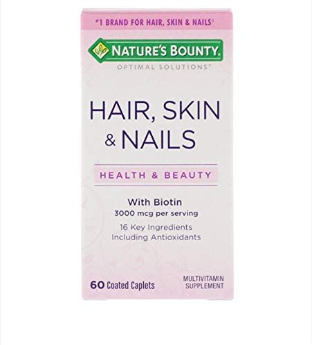Nature's Bounty Hair, Skin and Nails Caplets - 60 Count - Supports Healthy Hair, Glowing Skin & Strong Nails