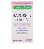 Nature's Bounty Hair, Skin and Nails Caplets - 60 Count - Supports Healthy Hair, Glowing Skin & Strong Nails