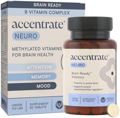 Methylated B Complex Brain Supplement for Focus & Mood | MTHFR Support | L-Methylfolate & Methyl-B12